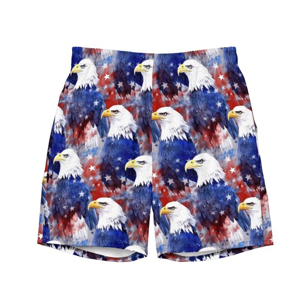 XXV Tactical swim trunks for men featuring patriotic eagles.