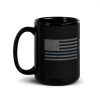 A distressed Thin Blue Line Flag mug with a bold Thin Blue Line flag design.