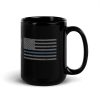 A Distressed Thin Blue Line Flag Mug showcasing a thin blue line flag design.