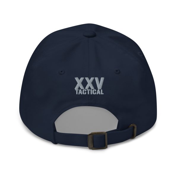 An Embroidered Thin Blue Line Flag Hat with the word tactical on it.