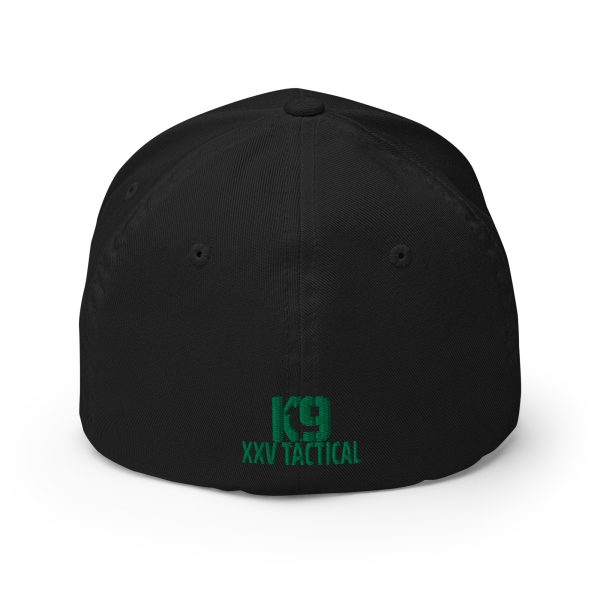 A black Embroidered Sheriff K-9 Patrol Hat -Green Thread with an embroidered green logo on it.