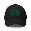 A black Embroidered Sheriff K-9 Patrol Hat -Green Thread with the embroidered word sheriff k9 on it.