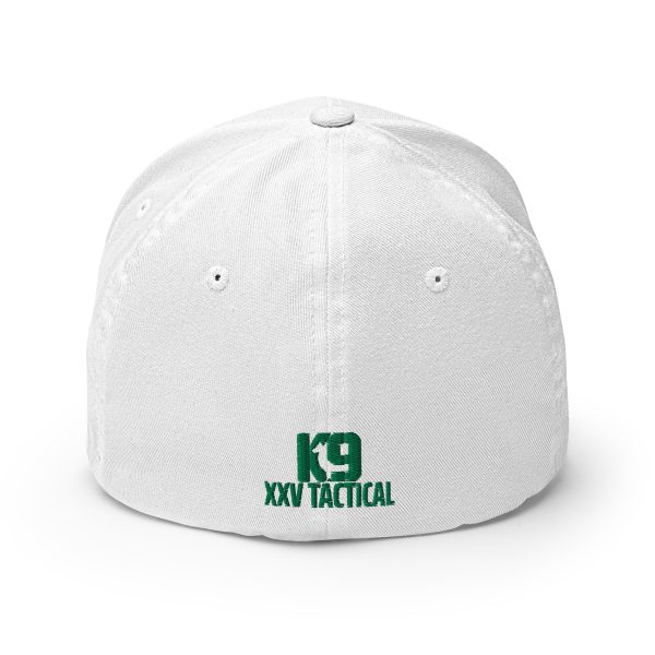 An Embroidered Sheriff K-9 Patrol Hat -Green Thread featuring an embroidered Sheriff logo on a white hat.