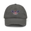 An American Eagle Distressed Dad Hat featuring an eagle, inspired by the American Eagle brand.