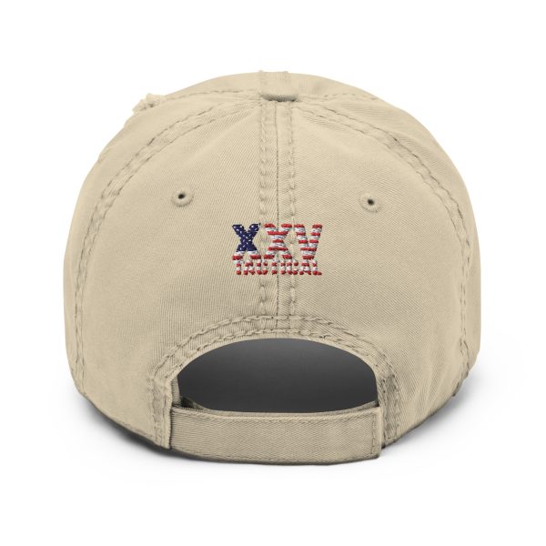 An American Eagle Distressed Dad Hat with an American flag on it.