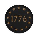 A black Gold 1776 Flag Patch with gold stars and the number 1776, resembling a flag.