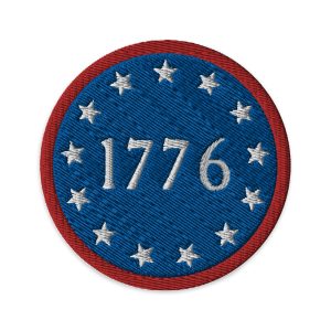 Red, White, and Blue 1776 Flag Patch embroidered patch in red