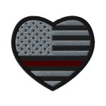 A Heart Shaped Firefighter Red Line Flag patch.