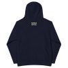 The back of a Unicorn 'Dream Believe Achieve' fleece hoodie with the word vx on it.