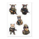 A set of Funny Tactical Barnyard Animal Stickers featuring soldiers and barnyard animals in tactical poses.