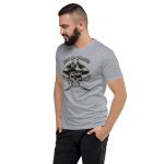 A man wearing a Give No Quarter T-Shirt.