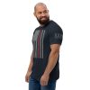 A man proudly wearing a Thin Red Line Flag t-shirt.