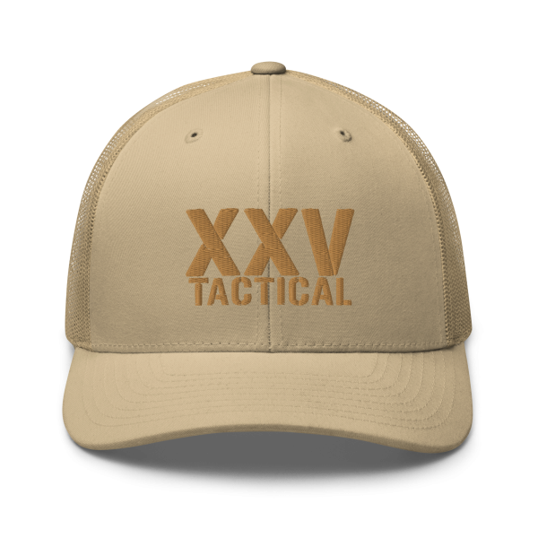 A XXV Tactical Trucker Cap.