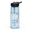 A blue XXV Tactical CamelBak Sports Bottle with the words xxx montreal on it.