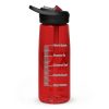 A red XXV Tactical CamelBak Sports Bottle with a black lid.