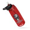 A red XXV Tactical CamelBak Sports Bottle with an American flag and Tactical CamelBak logo.