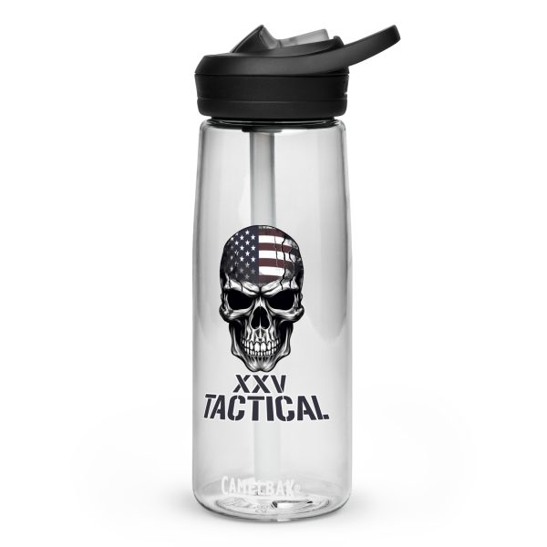 A XXV Tactical CamelBak Sports Bottle -American Skull with an American flag on it.