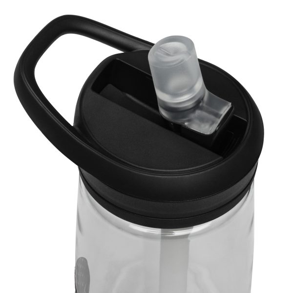 A XXV Tactical CamelBak -American Skull sports bottle with a lid and a straw.