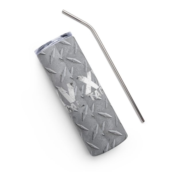 A 'XXV Tactical' Stainless Steel Tumbler with a straw next to it.