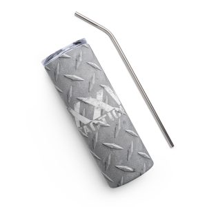 A 'XXV Tactical' Stainless Steel Tumbler with a straw next to it.