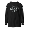 A Women's Beautiful Crazy Hooded Long Sleeve Tee for women featuring the word crazy.