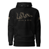 A Men's Join or Die Colonial America Hoodie featuring the iconic phrase "Join or Die" from Colonial America.