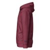 A Men's Stay Salty embroidered maroon hoodie with a blue logo, perfect for men's casual wear.