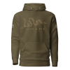 A Men's Join or Die Colonial America Hoodie is a green hoodie with the phrase "Join or Die" inspired by Colonial America.