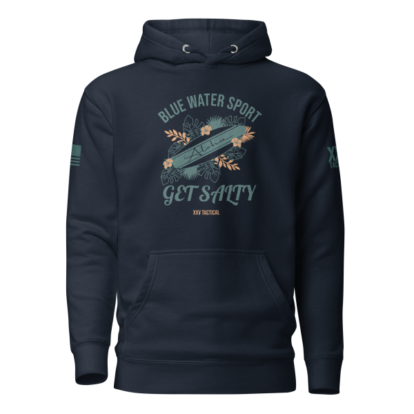 A Men's Get Salty Hoodie with the words "Get Salty" on it.
