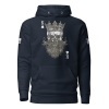 Introducing the Men’s King of Spades Hoodie, adorned with a navy blue graphic design of the King of Spades wearing a crown and sunglasses.