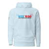 A light blue Women's Wee Woo - Police - First Responder Hoodie with the word Wee Woo on it.