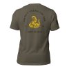 A Men's Don't Tread On Me Tee featuring the iconic "Don't Tread On Me" design on the back.