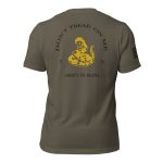 A Men's Don't Tread On Me Tee featuring the iconic "Don't Tread On Me" design on the back.
