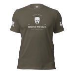 A men's Embrace The Chaos tee that proudly displays the words 'The Spartans' to embrace the chaos.