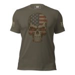 A Men's American Skull T-Shirt featuring the iconic American Skull with a flag design.