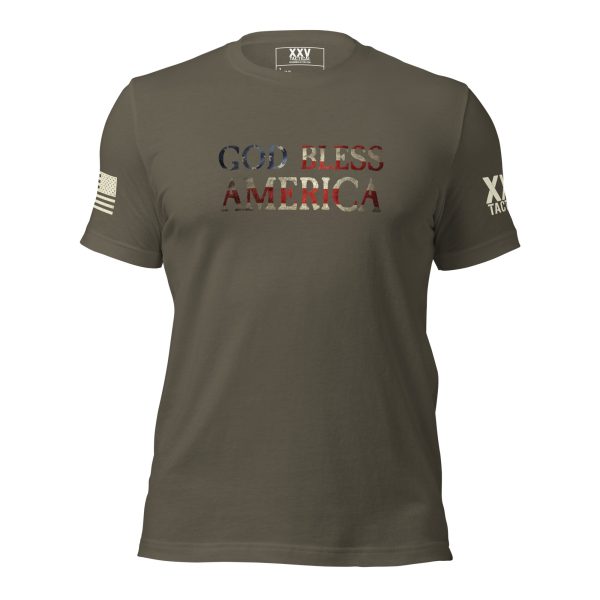 This Men's God Bless America T-Shirt boldly proclaims "God Bless America.