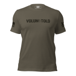 A Men's Volun-told Tee with the word voluntold on it.