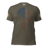 The Men's We The People American Skull tee in olive green is perfect for men who love to show off their patriotic side with a touch of rebellion.