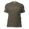 A Men's Join or Die Colonial America T-Shirt featuring the historic phrase "Join or Die" from Colonial America.