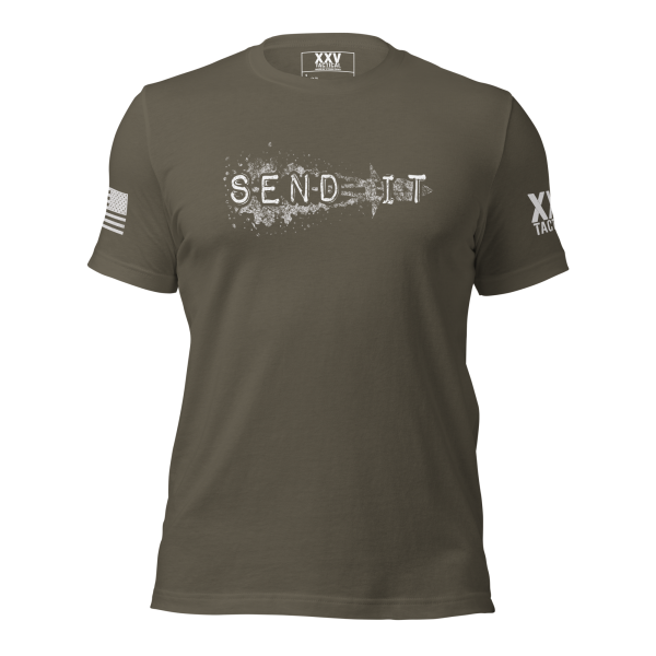 A Men's Send It Tee with the word Send It on it.