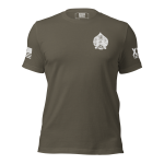 The olive green Men's US Patriot Skull Spade Tee for men.