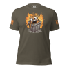 A men's t-shirt featuring a flaming trash can image; perfect for those who love the Men's Dumpster Fire Tee aesthetic.