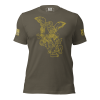 A Men's Saint Michael defeating Satan Tee featuring Saint Michael defeating Satan on a horse.