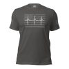 A gray Thin White Line Healthcare & EMT Tee with an American flag and a white line on it.