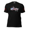 A Men's Josh White Racing Tee with an American flag on it.