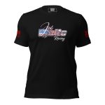 A Men's Josh White Racing Tee with an American flag on it.