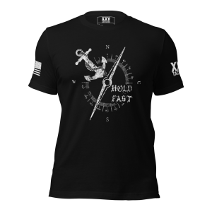 A Men's Hold Fast Tee with an anchor and compass design.