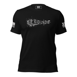 A Men's Send It Tee with the word Send It on it.