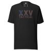 A patriotic XXV Tactical Patriot Tee with an American flag on it.