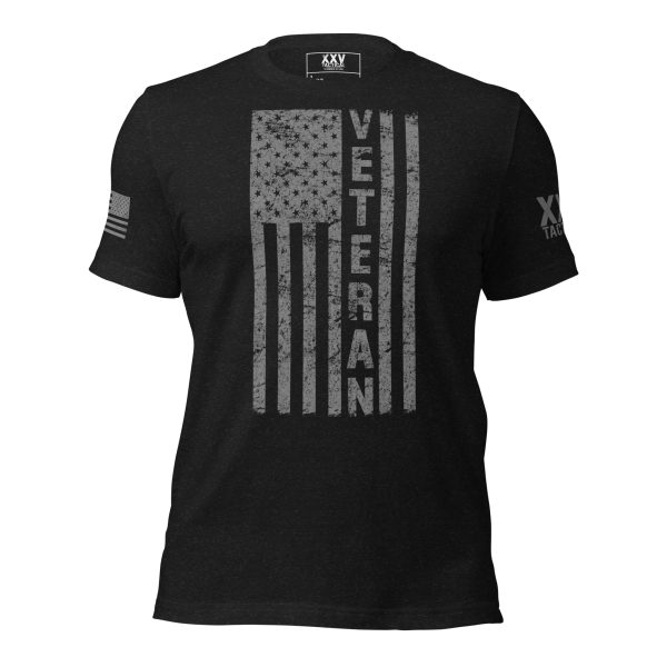 A Men's Distressed Flag Veteran T-Shirt with the words "veteran" and a flag on it.